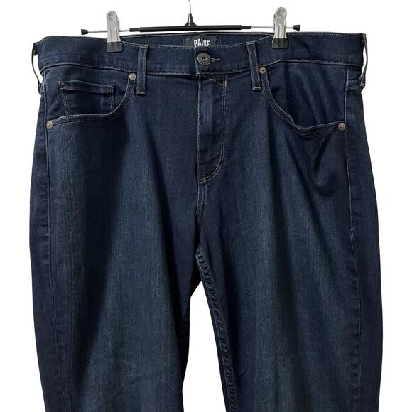 Paige Federal Straight Slim Whiskered Jeans Mens 34x31 Dark Wash Casual Stretch - Picture 3 of 10
